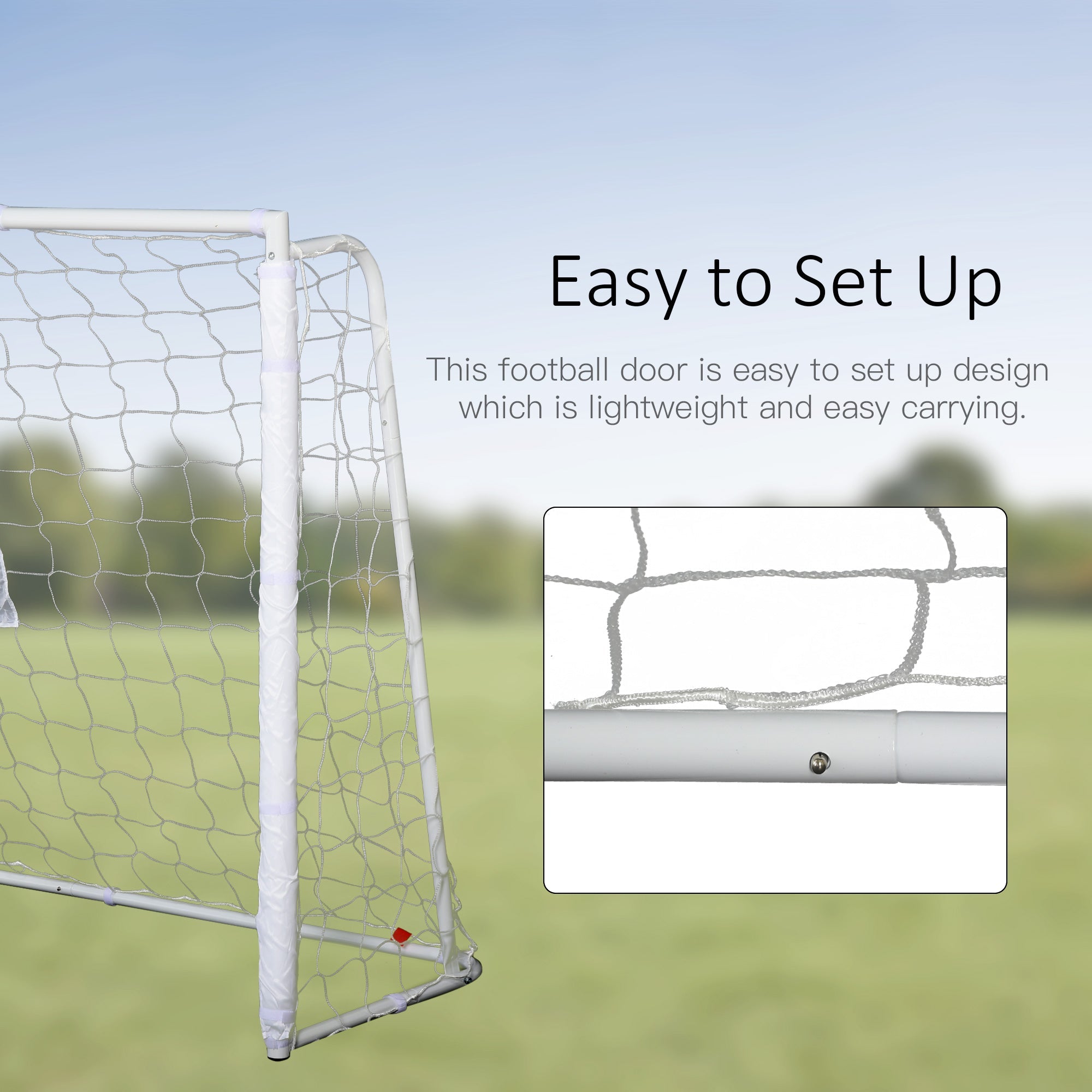 Soozier 6ft x 4ft Soccer Goal Net with Metal Frame, PE Mesh, Ground Stakes, Easy Assembly, White 