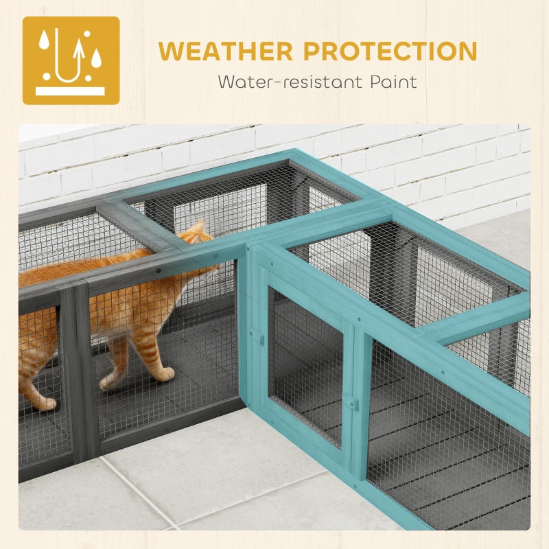 Cat Tunnel, Outdoor Cat Enclosure with Combinable Design, 8 Doors, 98" Kitty Toys for House, Window, Cage, Dark Grey