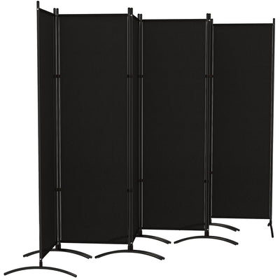 Outsunny 6 Panel Folding Room Divider, UV30+ Privacy Screen, Indoor Outdoor Privacy Panel with Stable Base, Black 