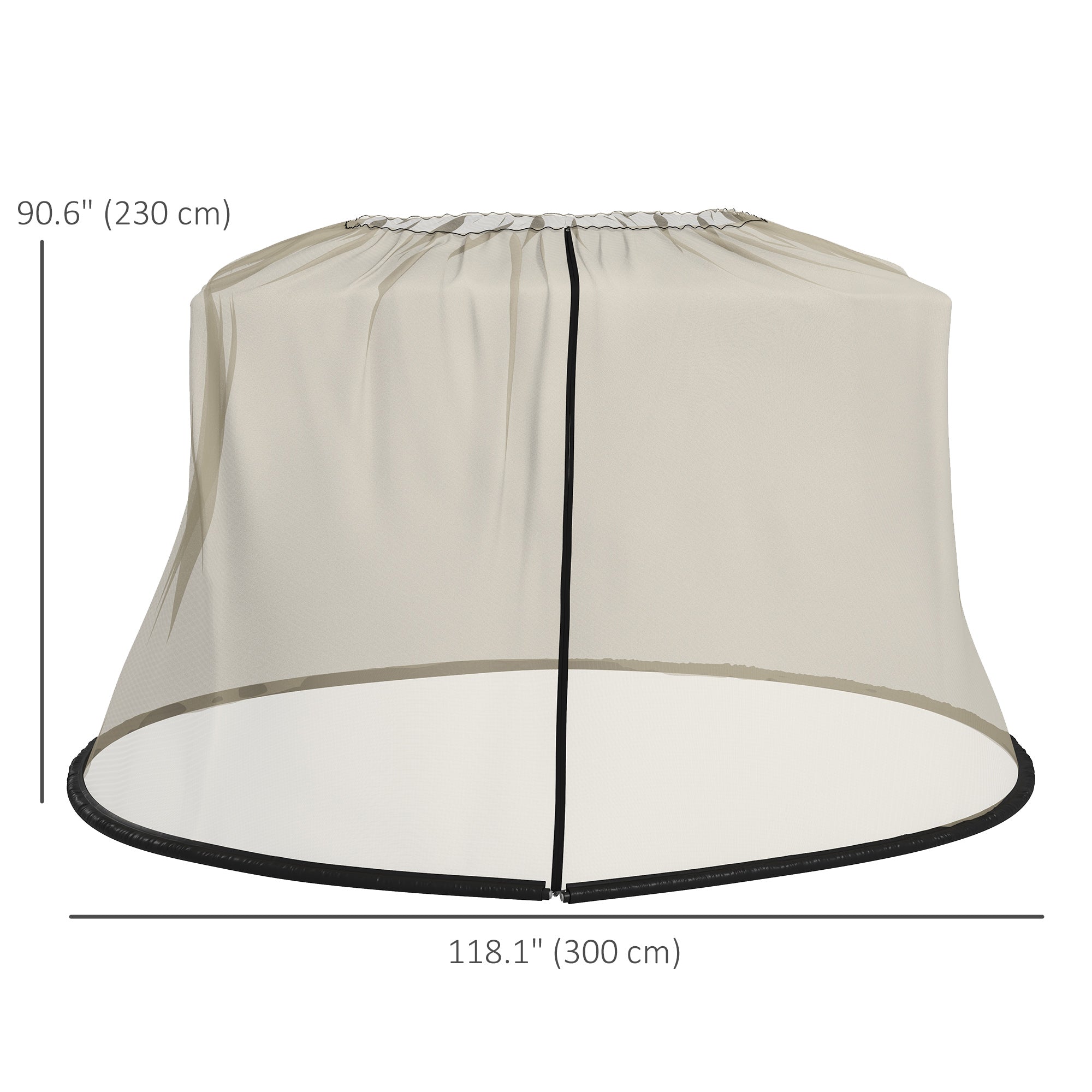 Outsunny 7.5FT Umbrella Table Screen Mosquito Bug Net, Garden Large Umbrella Cover Netting with Zippered Door, Black 