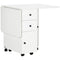 HOMCOM Rolling Kitchen Table Foldable Dining with Storage Drawers Cabinet Drop Leaf Wheels White