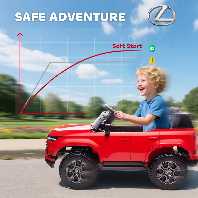 Qaba 12V Ride On Car, Licensed Lexus GX550, 2-Seater Kids Electric Vehicle with Remote Control and Suspension System, Red