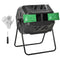 Tumbling Compost Bin Outdoor Dual Chamber 360° Rotating Composter 43 Gallon with Sliding Doors, Green