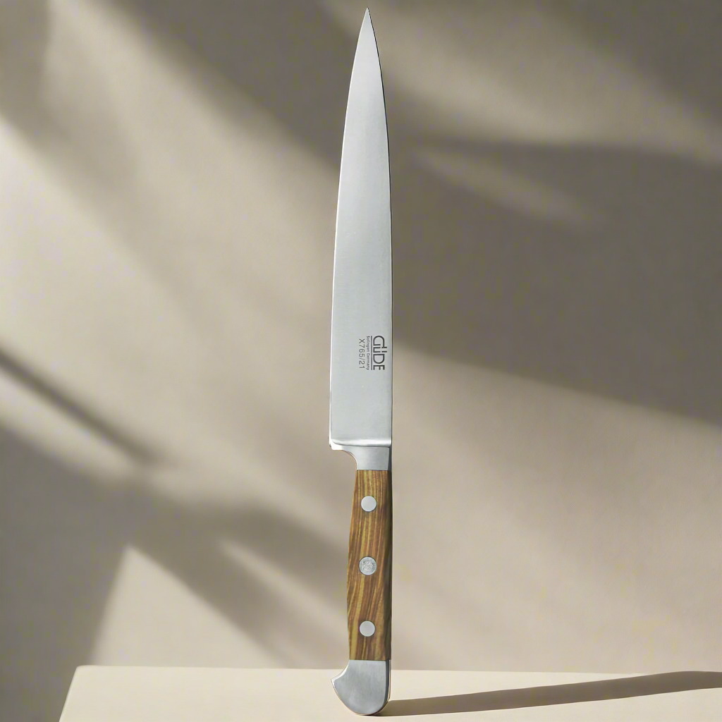 ALPHA OLIVE | Slicing / HAM Knife 8" | Forged Steel / Olive wood handle 