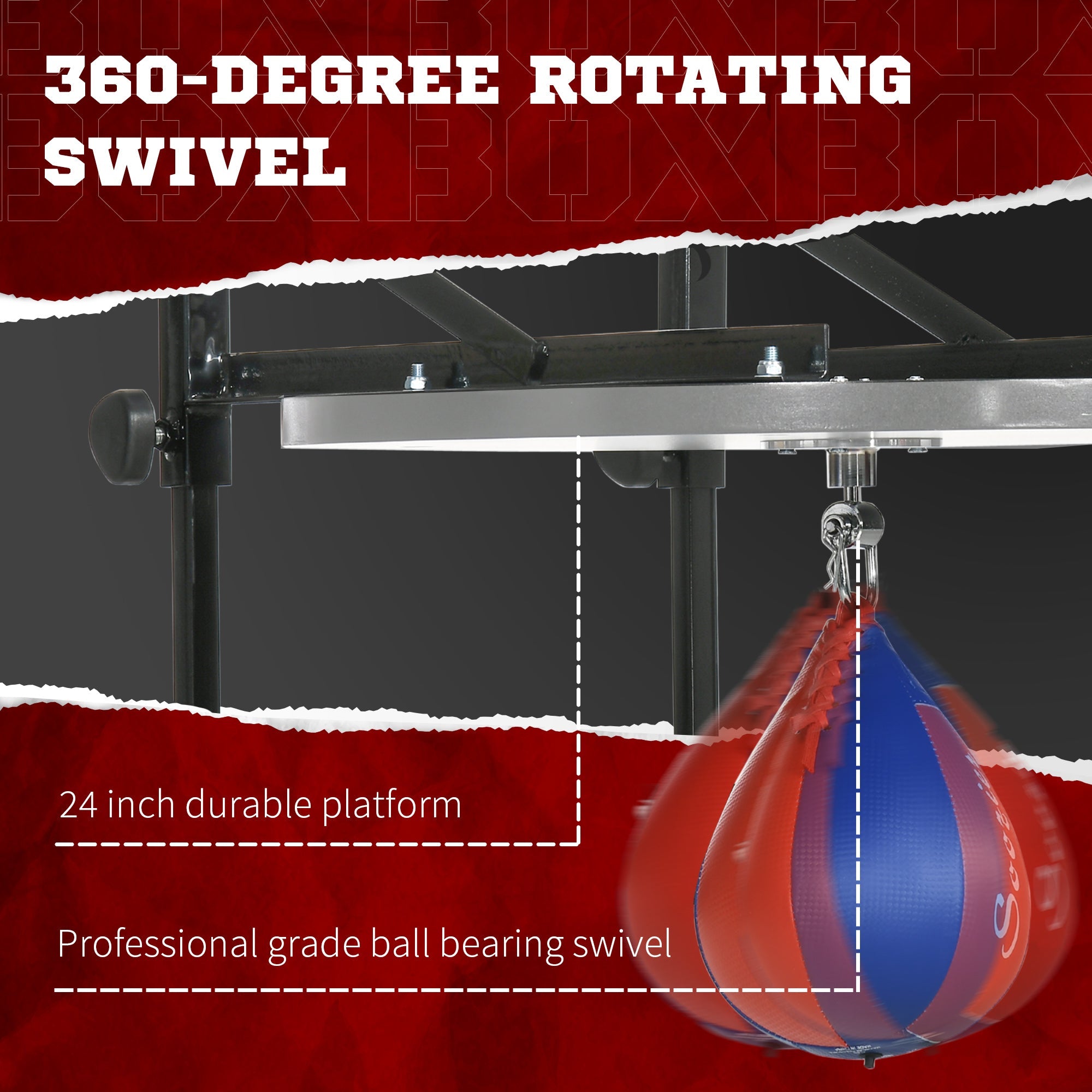 Soozier Adjustable Speed Bag Platform Wall Mounted 360° Swivel Boxing Training Equipment Home Gym 