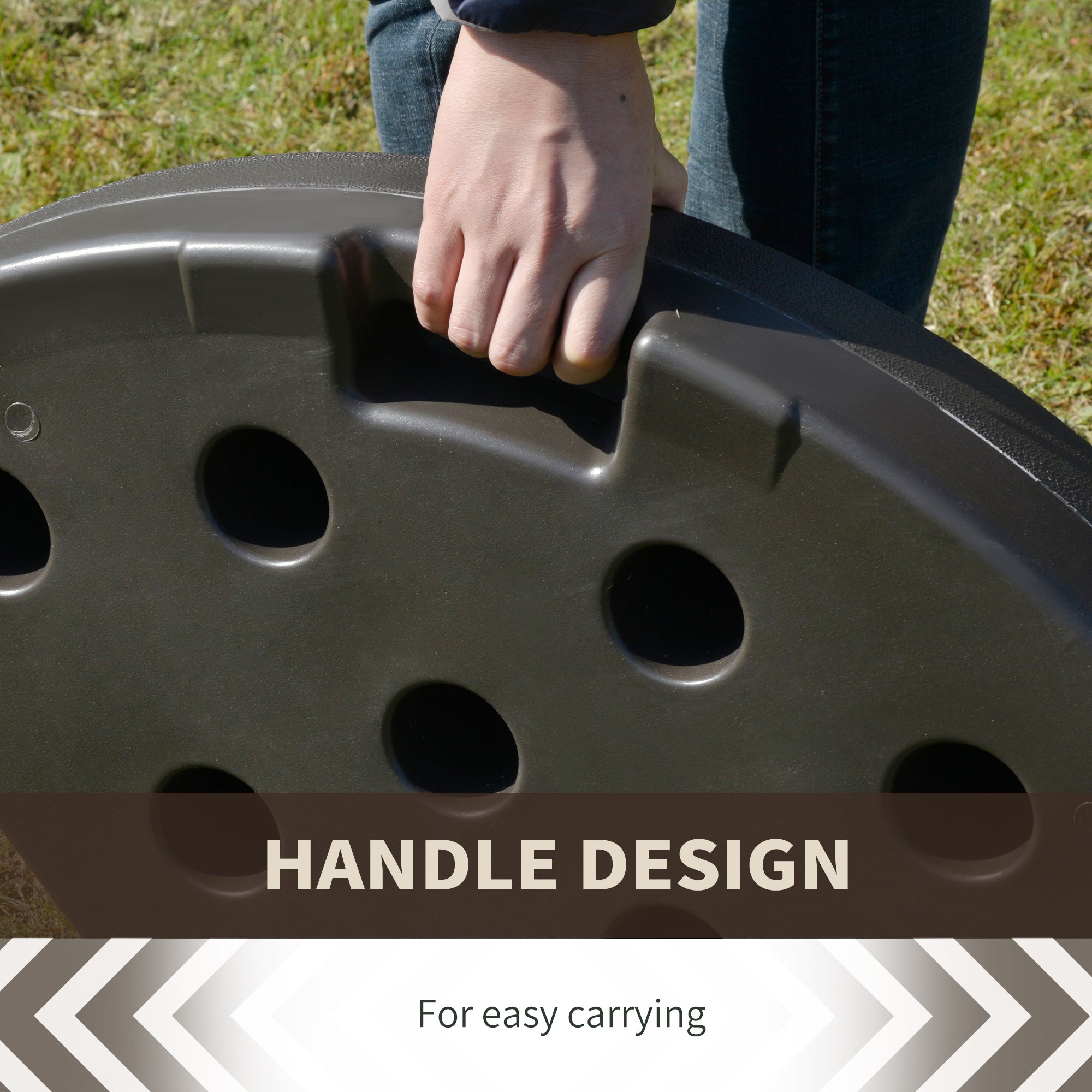 Outsunny Cantilever Umbrella Base: 4-Piece Circular Water/Sand Fillable Stand with Carry Handles 