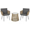 Outsunny Wicker Rattan 3 PCS Bistro Set Webbed Patio Furniture Conversation Chairs Coffee Table Metal Legs Garden Backyard Deck