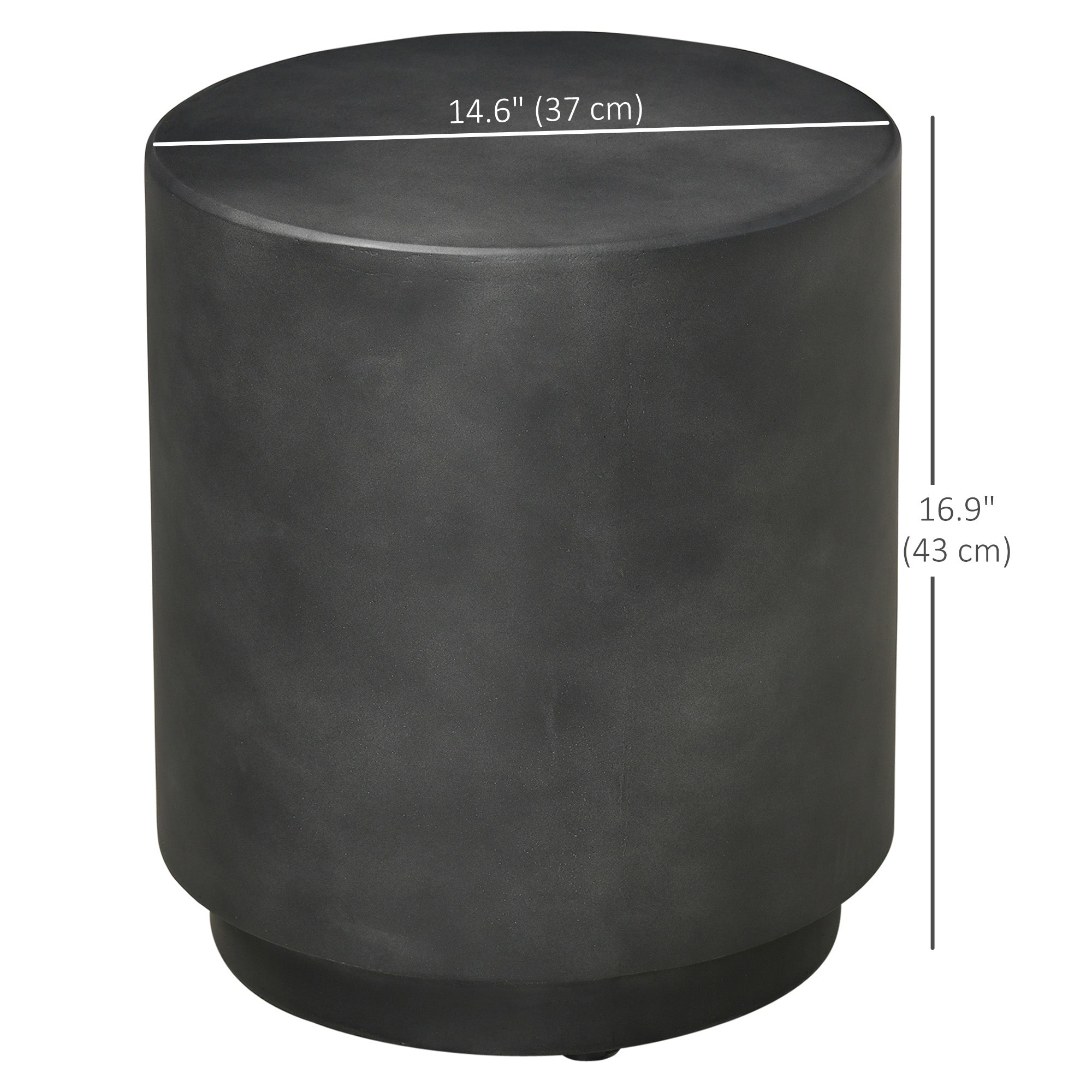 HOMCOM Lightweight Concrete Table: Round Side End Table with Concrete Finish, Adjustable Feet for Indoor and Outdoor Use 