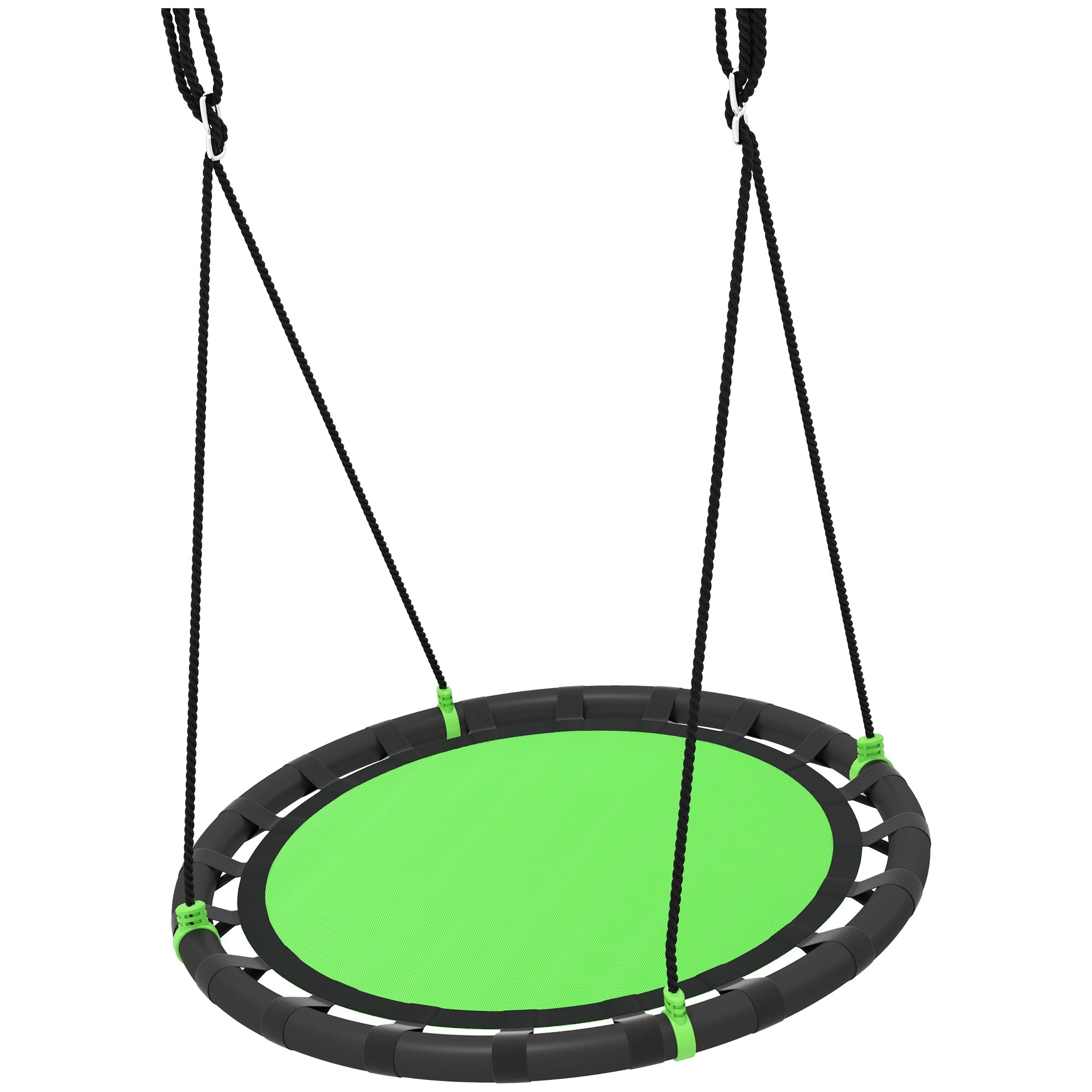Qaba 39 inch Saucer Tree Swing Set for Kids with Adjustable Hanging Ropes for Outdoor, Backyard, Green 