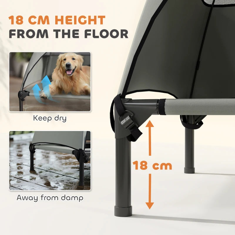 Elevated Dog Bed with Canopy Raised Dog Bed  Washable Mesh Steel Frame 41.7" x 29.9" x 39" Light Grey