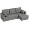 Convertible Sectional Sofa Bed, Pull Out Sleeper Sofa Couch with USB‑A+C, Chaise Storage, L-Shaped Futon Couch, Grey