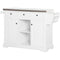 Kitchen Island on Wheels with Stainless Steel Top, Spice Rack, Drawers, Rolling Bar Cart with Storage, White