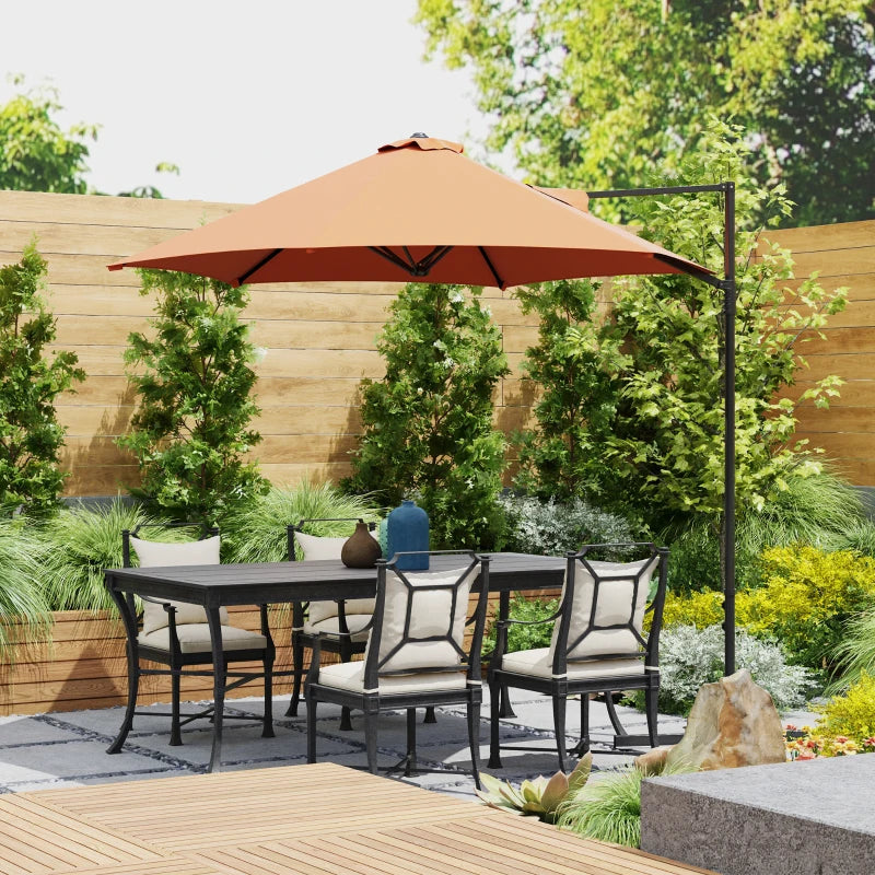 8.5FT Offset Patio Umbrella with 360° Rotation, Outdoor Cantilever Roma Parasol Hanging Sun Shade Canopy Shelter with Cross Base, Orange