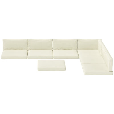 Outsunny Replacement Cushions for Rattan Furniture, 14 Piece Outdoor Seat Cushion Pad for Patio Set, 7 Seat and 7 Back, Cream 