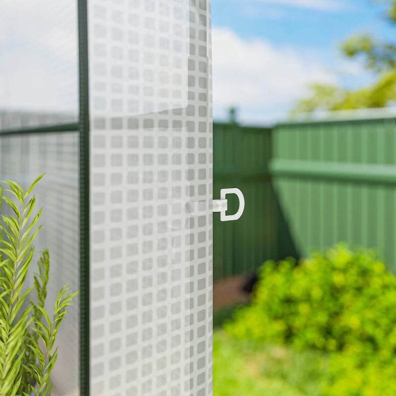 Walk-in Mini Greenhouse with Shelves, Portable Outdoor Greenhouse with Roll-up Door, 123 x 187 x 189 cm, White