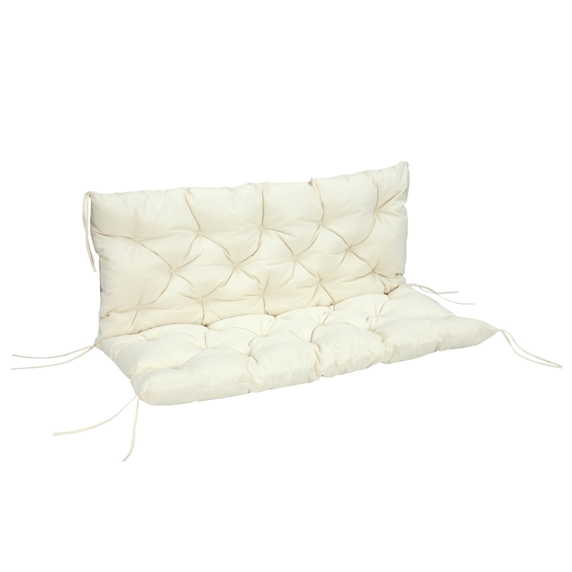 Outsunny Outdoor 2 Seater Bench Cushion 4.7 Inch Thick with Backrest Non Slip Patio Soft Pad Beige 