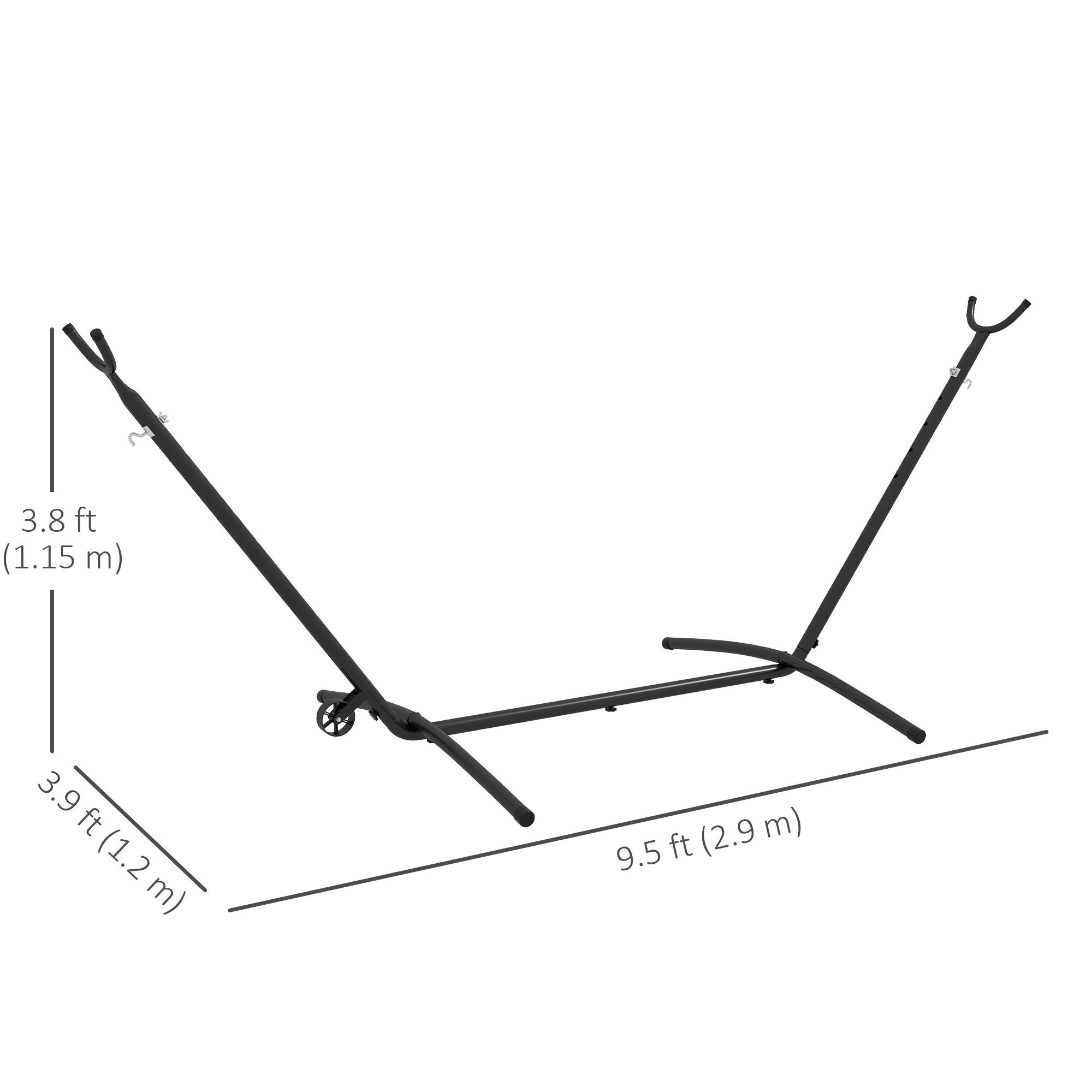 Outsunny 9.5ft Hammock Stand Only Adjustable for String Brazilian Flat-style Hammocks Black 