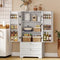47.2-Inch Farmhouse Kitchen Pantry Cabinet with 6 Door Racks and 2 Drawers – White