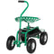 Outsunny Garden Scooter, Rolling Cart with Swivel and Adjustable Seat, Tool Tray, Bucket Basket, Green and Black