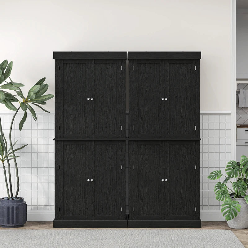 72.5" Freestanding Kitchen Pantry Cabinet with 4 Doors, Black