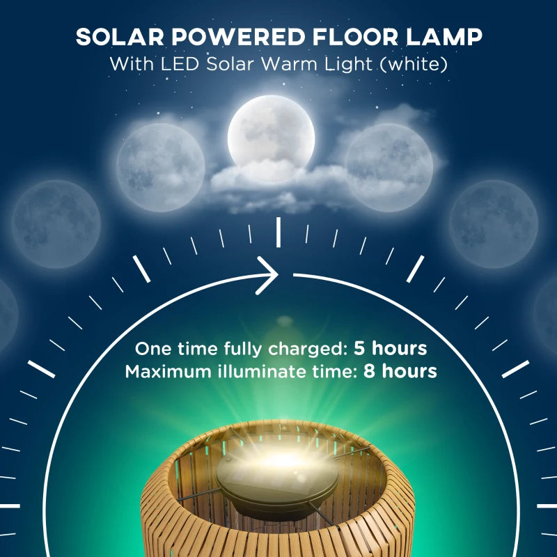 Wicker Outdoor Floor Lamp, Cordless Solar Lantern with Auto On/Off LED Lights, IP44 for Patio, Porch, Pathway, Yellow