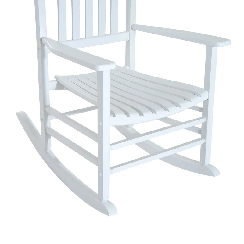 Wooden White Porch Rocking Chair Patio Rocking Single Leisure Reclining Seat Armchair