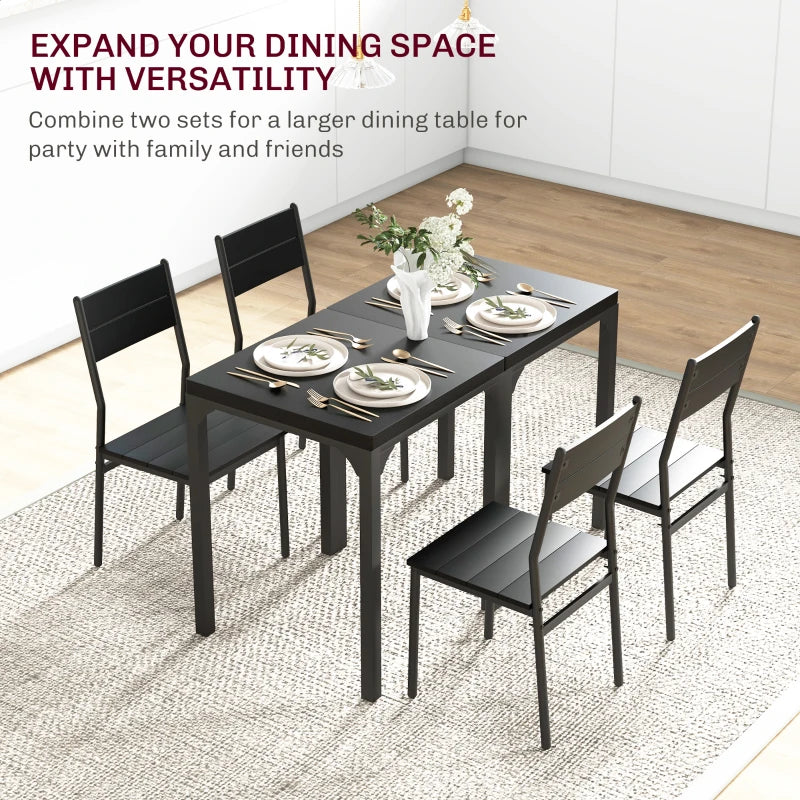 Dining Table Set for 2, 3 Piece Kitchen Table and Chairs with Metal Legs for Small Spaces, Black