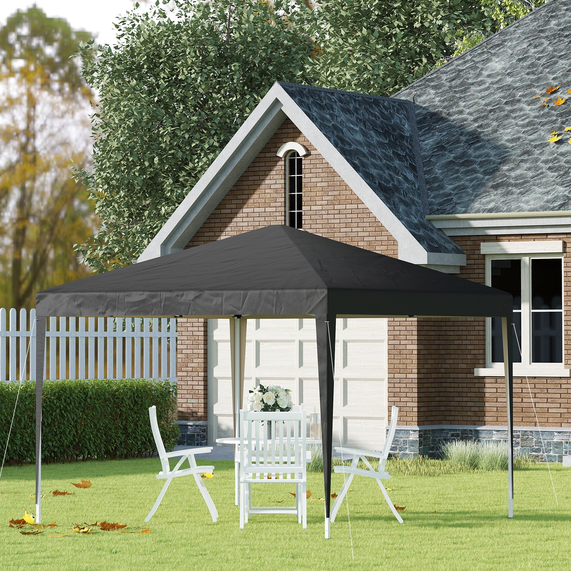 Outsunny 10 x 10ft Folding Pop Up Tent Outdoor Gazebo Canopy with Carrying Bag, Black 