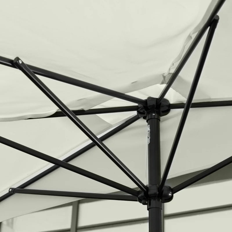 7.5ft Half Umbrella Semi Patio Parasol with Crank Handle, Top Vent for Garden, Balcony- NO BASE INCLUDED, Cream