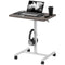 Height Adjustable Standing Desk, Pneumatic Sit Stand Desk with Wheels and Headphone Hook, Grey Wood Grain