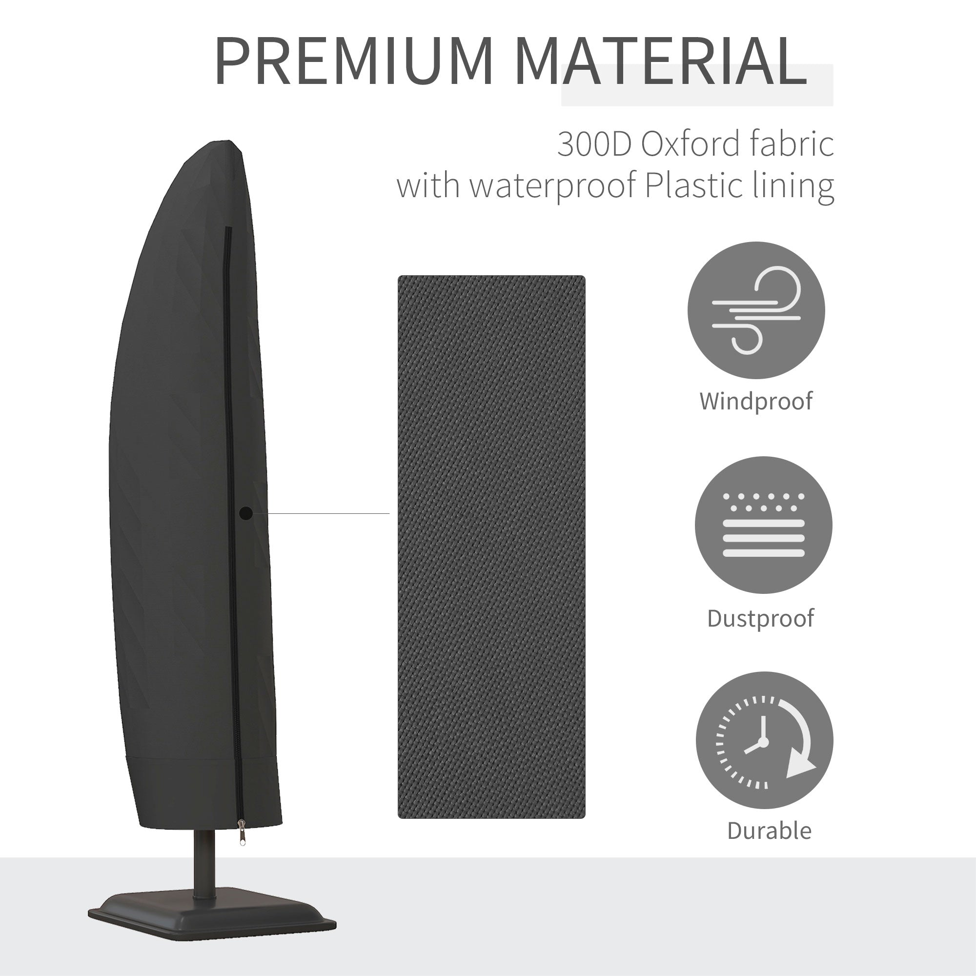 Outsunny Patio Umbrella Cover 87-Inch for Outdoor Offset Furniture Protector Black 