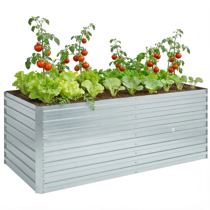5' x 3' x 2' Raised Garden Bed, Galvanized Planter Box for Growing Flowers, Herbs and Vegetables, Silver