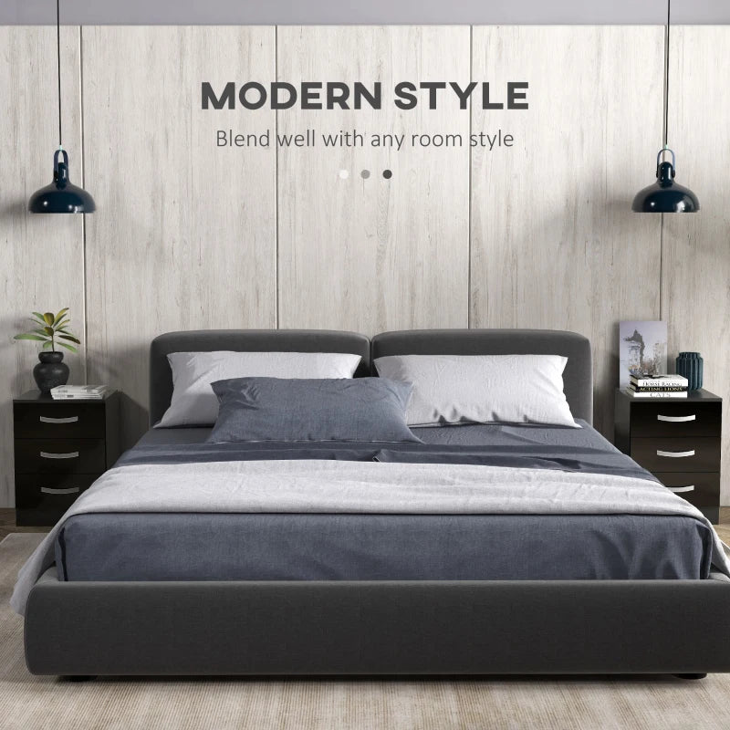 Bedside Table with 2 Drawers, Modern Nightstand for Bedroom, Black