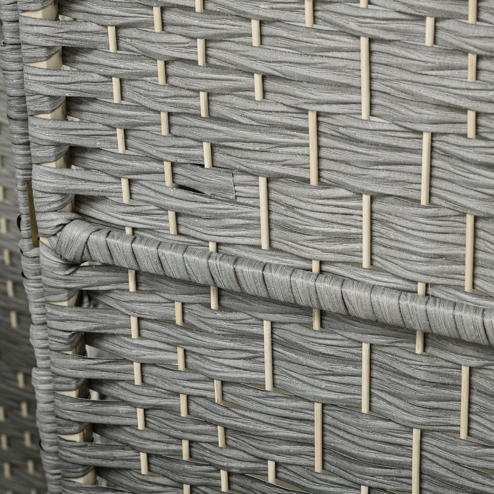 HOMCOM Artisan-Crafted Room Partition: 6-Panel Portable Folding Privacy Wall with Mixed Grey Weave Pattern 