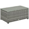 Wicker Outdoor Coffee Table, PE Wicker Rectangular Patio Table with Tempered Glass Top for Garden, Balcony, Light Grey
