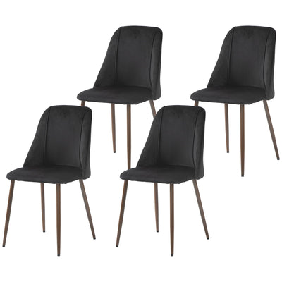 HOMCOM Set of 4 Upholstered Velvet Dining Chairs Accent Chairs Wood-grain Steel Legs for Kitchen Dining Area 