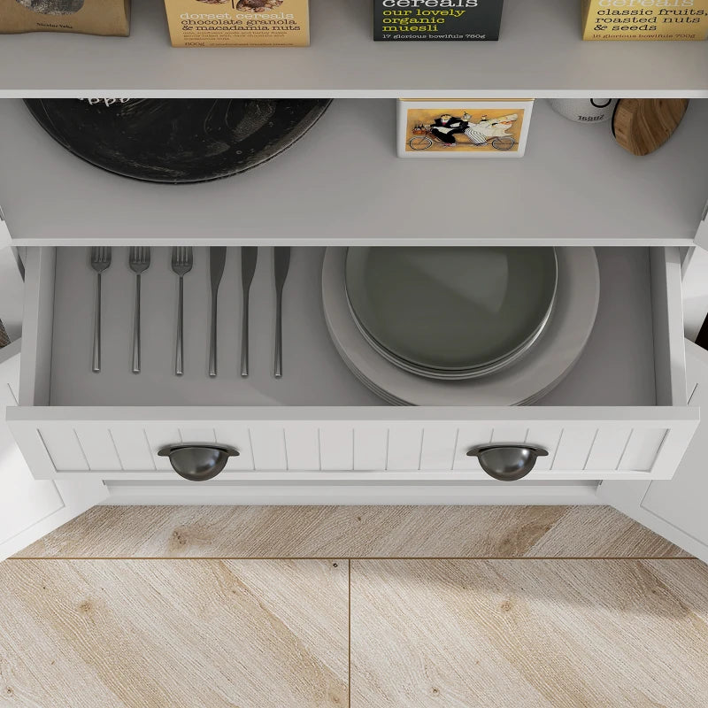 72" Kitchen Pantry, Freestanding Storage Cabinet with Adjustable Shelves, Drawer, Doors, Anti-tip Design, White