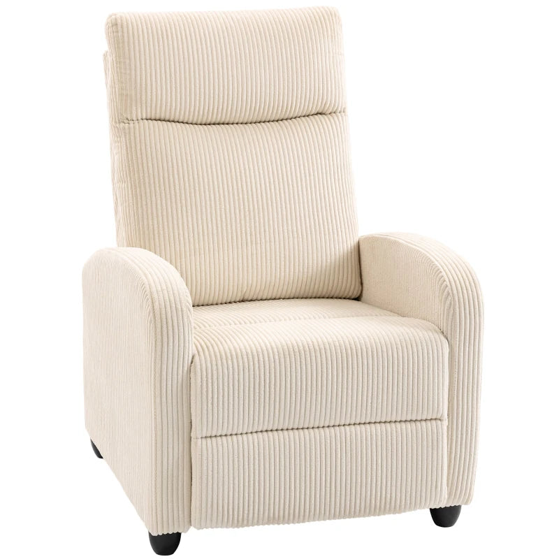 Fabric Recliner Chair Manual Home Theater Seating Single Reclining Sofa Chair with Padded Seat for Living Room, Beige
