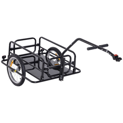 Aosom Folding Bike Cargo Trailer, Utility Bicycle Cart with Hitch, Garden & Patio Tool Carrier, Black 