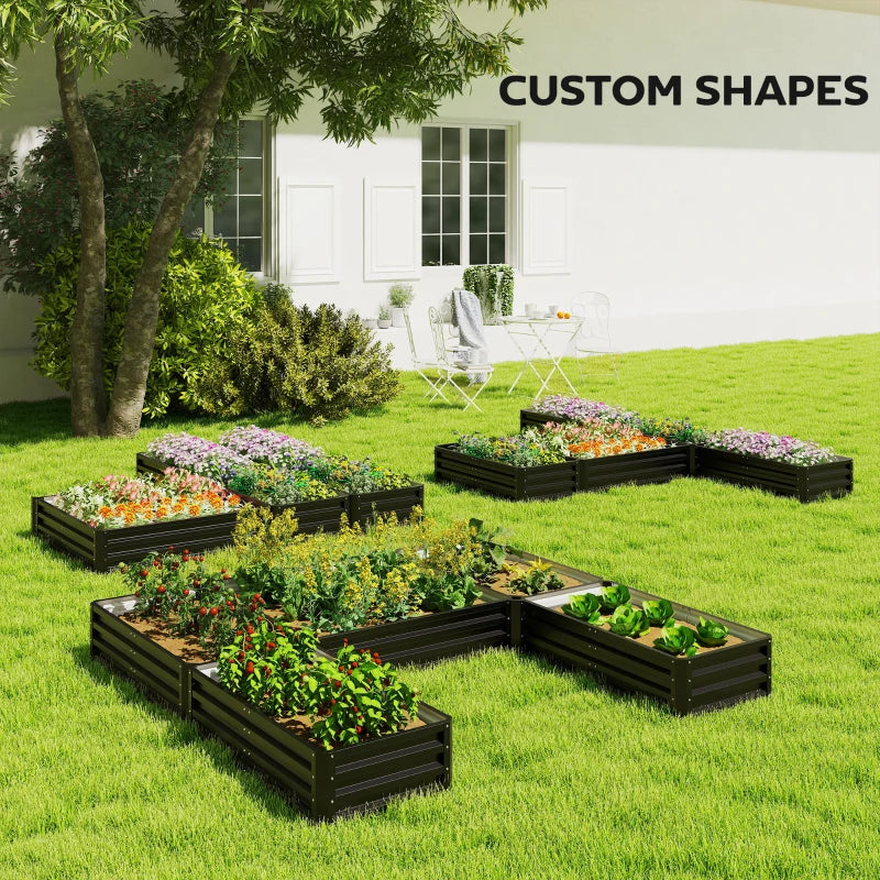 Steel Raised Garden Bed, Set of 5 Large Box Planters for Outdoor Plants Vegetables Flowers Herbs, 8x8x1ft, Black