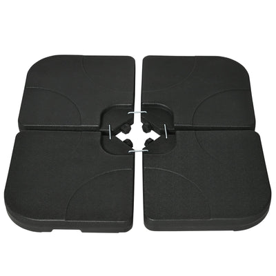 Outsunny 4-Piece Umbrella Base Stand: U-Locking 132lb Water 172lb Sand Capacity Black 
