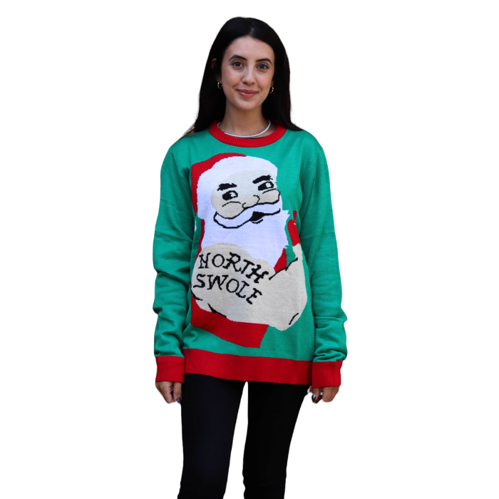 Bulky Santa North Swole Christmas Sweater 