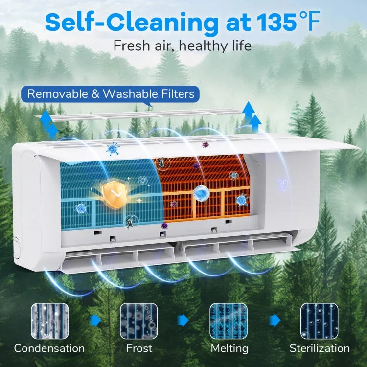 Ultra-Quiet Inverter Mini Split AC: 22 SEER2/R32 Eco Refrigerant, Sleep Mode