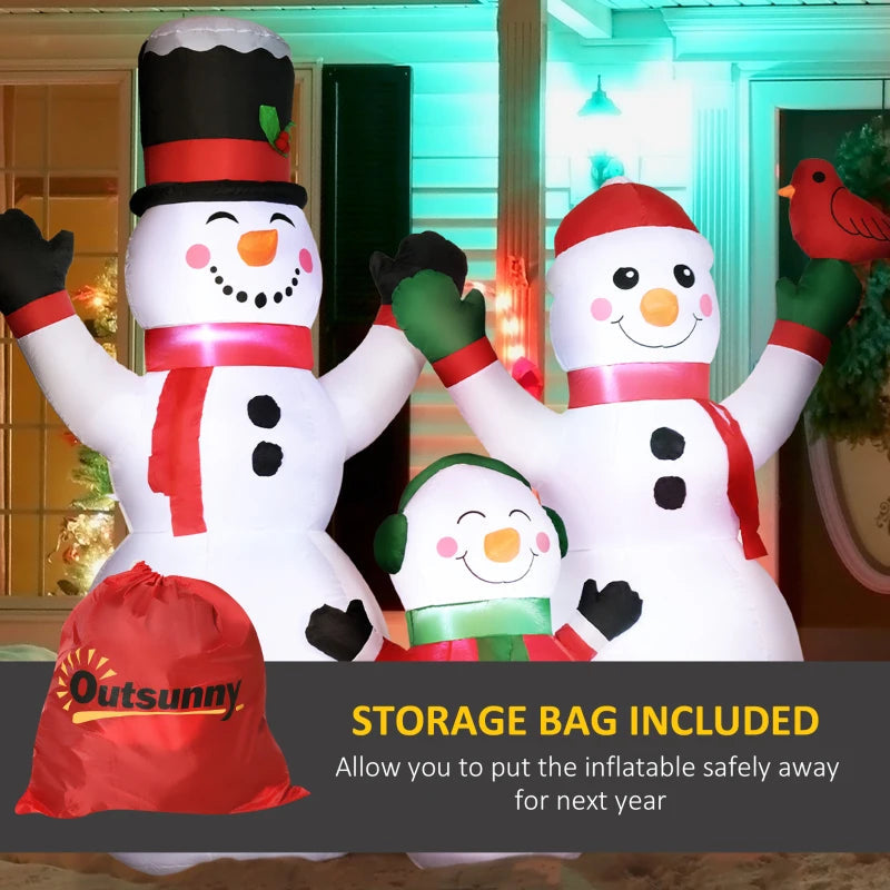 HOMCOM 7.9FT Inflatable Christmas Snowman Decoration, LED Lighted Blow Up for Indoor & Outdoor Holiday Yard Display 