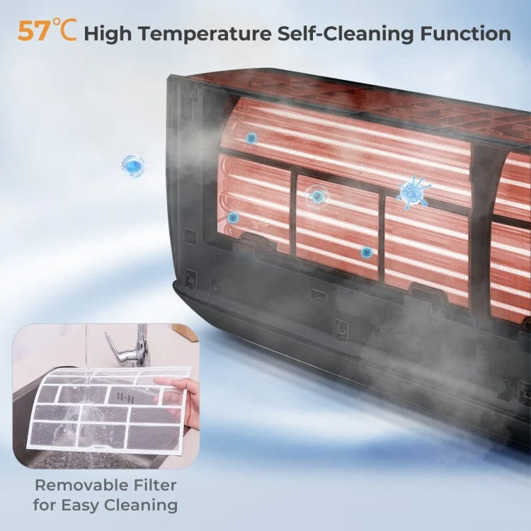 12000 BTU 22 SEER2 208-230V Wifi Enabled Mini Split Air Conditioner and Heater Black