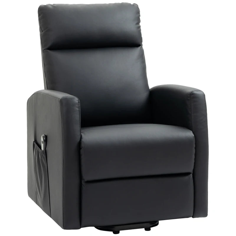 HOMCOM Power Lift Recliner Chair with Remote Control Side Pocket for Living Room Home Office Study Black