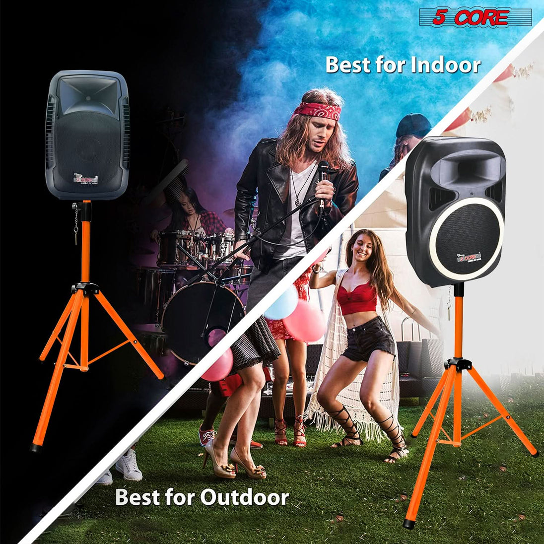 5Core Speaker Stand Tripod Tall Adjustable 72 Inch DJ Studio Monitor Stands Pole Mount ORANGE5Core Speaker Stand Tripod Tall Adjustable 72 Inch DJ Studio Monitor Stands Pole Mount ORANGE