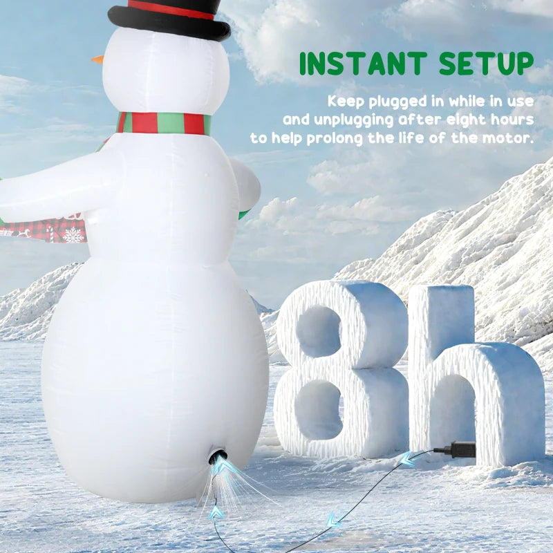 Outsunny 7ft Inflatable Christmas Snowman – Motion-Activated Music & Projector LED Light, Blow-Up Holiday Decoration 