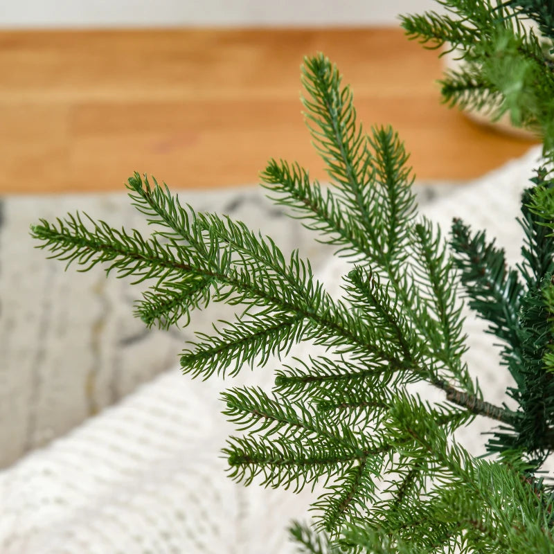 HOMCOM Artificial Christmas Tree with Metal Base, Classic Green Xmas Tree for Holiday Decoration 