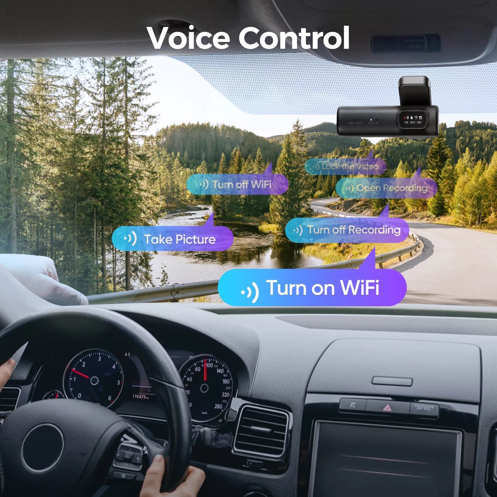 D600 4K Dash Cam Front and Rear, Free 64GB Card, Built-in 5G WiFi GPS Car Camera, Smart Voice Control, G-Sensor 24H Parking Mode, Loop Recording Night Vision, Max Up Support 128GB 